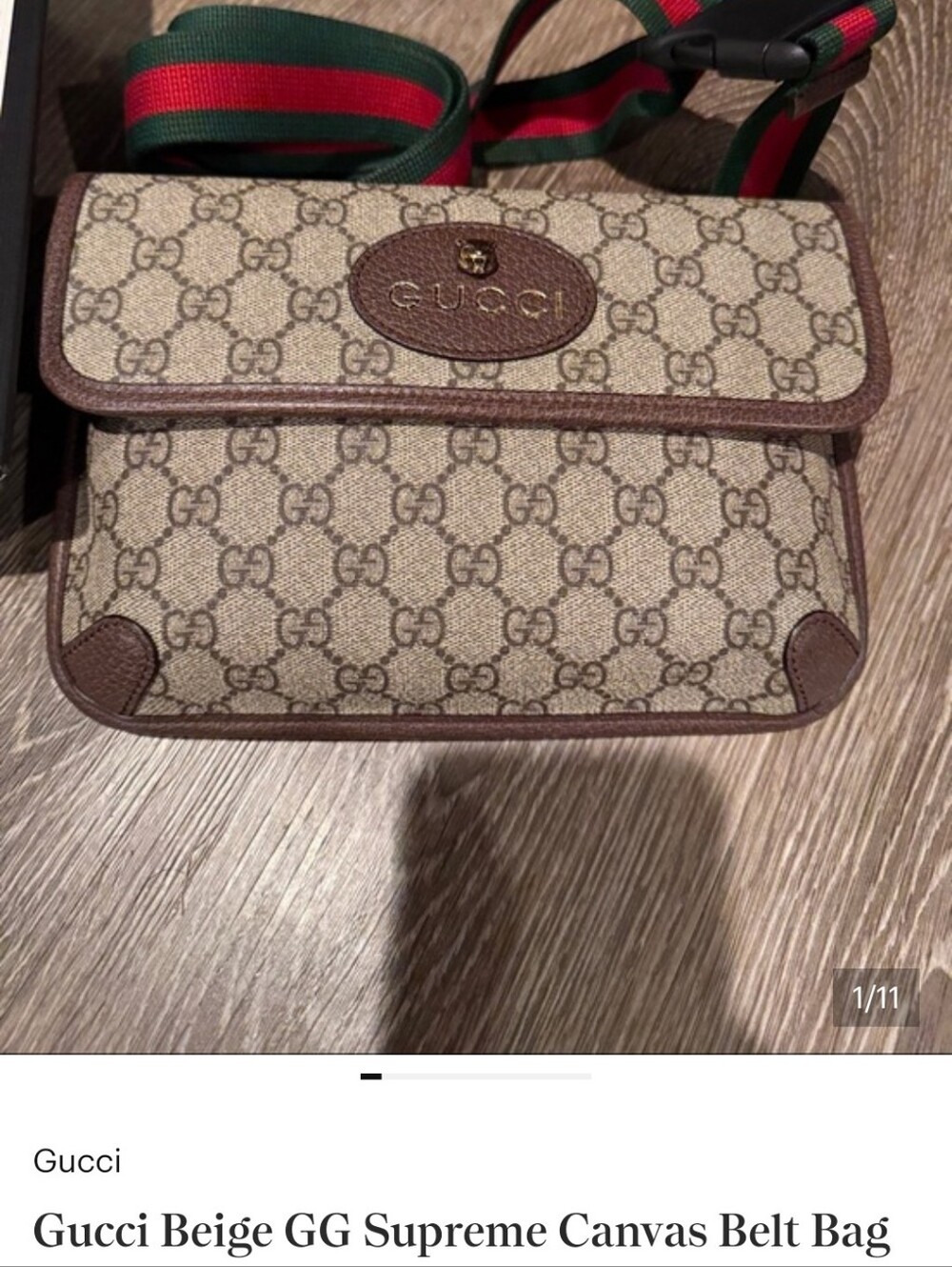 Gucci Neo Vintage GG Supreme Belt Bag Fanny Pack Beige Brown Web Strap